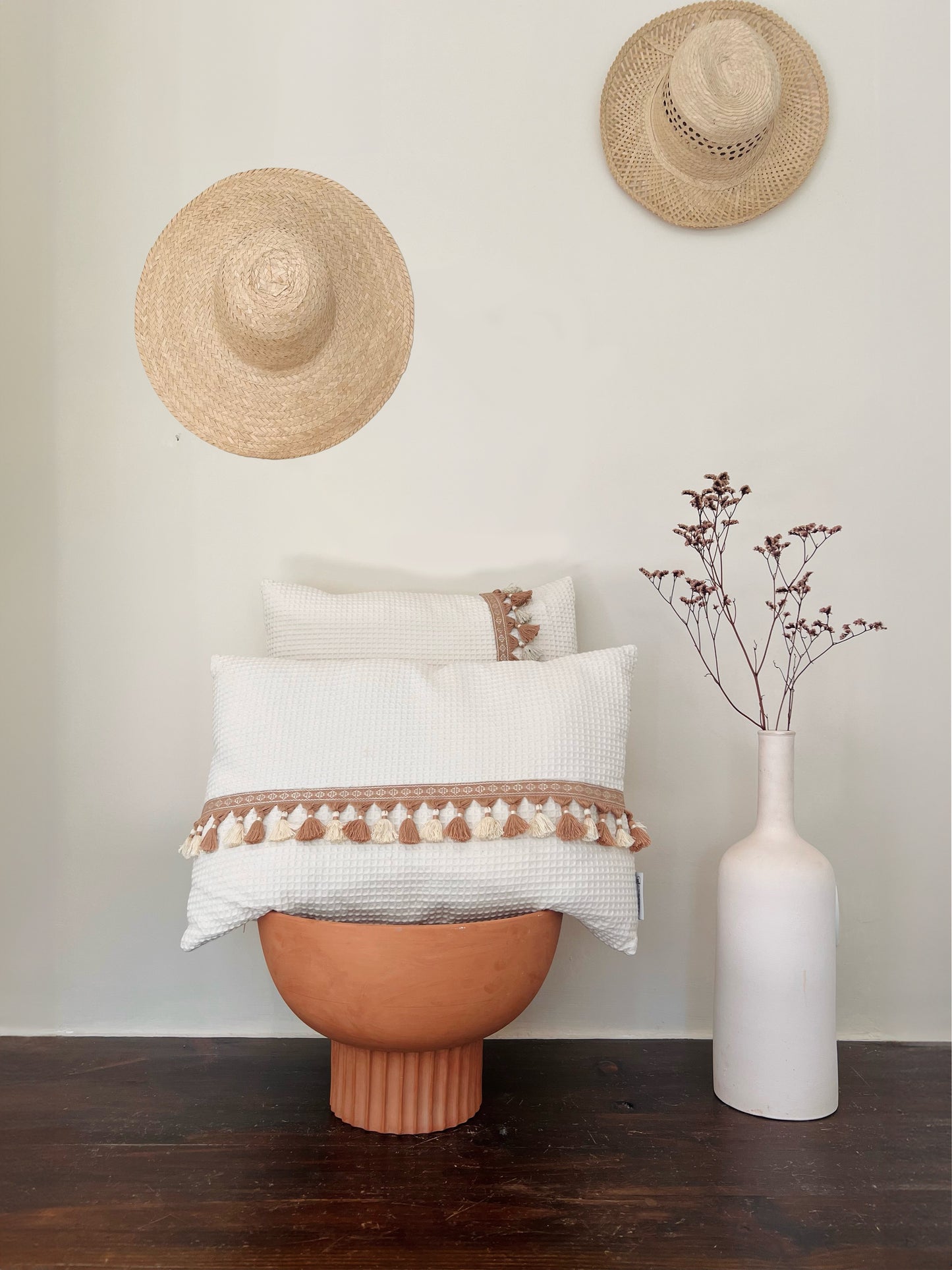 Housse de coussin pompom